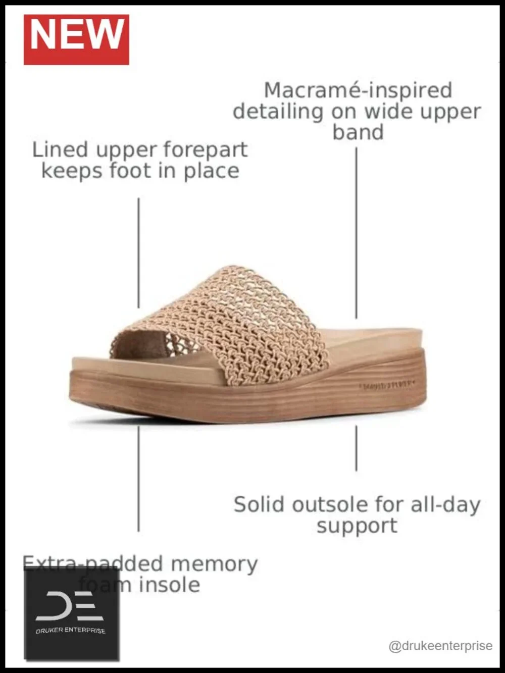 Women's Boho Macrame Wedge Sandals Memory Foam Slip On Comfort